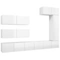 Conjunto de Móveis de Tv Contraplacado Branco Brilhante 7 pcs