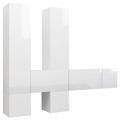 Conjunto de Móveis de Tv Contraplacado Branco Brilhante 7 pcs