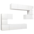 Conjunto de Móveis de Tv Contraplacado Branco Brilhante 8 pcs