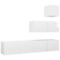 Conjunto de Móveis de Tv Contraplacado Branco Brilhante 4 pcs