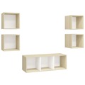 Conjunto Móveis de Tv Contraplacado Branco e Carv. Sonoma 5 pcs