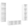 Conjunto de Móveis de Tv Contraplacado Branco Brilhante 3 pcs