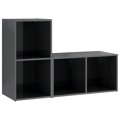 Móveis de Tv 2 pcs 72x35x36,5 cm Contraplacado Cinza Brilhante