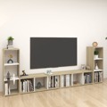 Móveis de Tv 4 pcs 107x35x37cm Contrapl. Branco/carvalho Sonoma