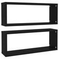 Prateleiras Parede Forma de Cubo 2pcs Contr. 60x15x23 cm Preto