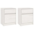 Mesas de Cabeceira 2 pcs 40x31x50 cm Pinho Maciço Branco