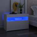 Mesa de Cabeceira & Luzes LED 60x35x40 cm Contraplacado Branco