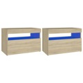 Mesa de Cabeceira & Luzes LED 2 pcs 60x35x40 cm Carvalho Sonoma