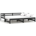 Estrutura Sofá-cama de Puxar 2x(90x200) cm Pinho Maciço Preto