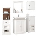 Conjunto de Móveis de Casa de Banho Madeira Maciça Branco 5 pcs