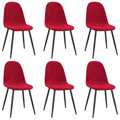 Cadeiras de Jantar 6 pcs Veludo Vermelho Tinto