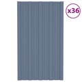 Painéis de Telhado 36 pcs 80x45 cm Aço Galvanizado Cinzento