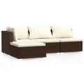 Conjunto Lounge Jardim C/ Almofadões Vime Pe Castanho 4 pcs