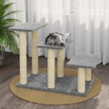 Árvore Gatos C/ Postes Arranhadores Sisal 50,5 cm Cinza-claro