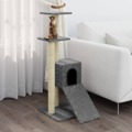 Árvore P/ Gatos C/ Postes Arranhadores Sisal 92 cm Cinza-claro