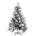 Árvore de Natal C/ Flocos de Neve e Pinhas 150 cm Pvc e Pe