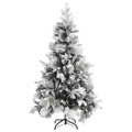 Árvore de Natal C/ Flocos de Neve e Pinhas 195 cm Pvc e Pe