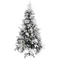 Árvore de Natal C/ Flocos de Neve e Pinhas 225 cm Pvc e Pe