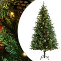 Árvore de Natal com Luzes LED e Pinhas 195 cm Pvc e Pe Verde