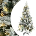 Árvore de Natal C/ Flocos de Neve Leds e Pinhas 225cm Pvc e Pe