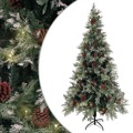 Árvore de Natal com Leds e Pinhas 225 cm Pvc e Pe Verde/branco