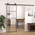 Porta Deslizante em Vidro Esg e Alumínio 76x205 cm Preto