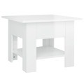 Mesa de Centro 55x55x42 cm Contraplacado Branco Brilhante