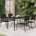 Mesa de Jantar para Jardim 140x70x74 cm Aço e Vidro Preto