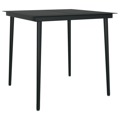 Mesa de Jantar para Jardim 80x80x74 cm Aço e Vidro Preto