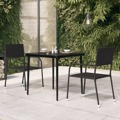 Mesa de Jantar para Jardim 80x80x74 cm Aço e Vidro Preto