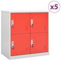 Cacifos 5 pcs 90x45x92,5 cm Aço Cinzento-claro e Vermelho