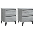 Mesas Cabeceira C/ Pernas em Metal 2pcs 40x35x50cm Sonoma Cinza