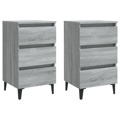 Mesas de Cabeceira Pernas Metal 2 pcs 40x35x69 cm Sonoma Cinza