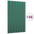 Painéis de Telhado 36 pcs 60x36 cm Aço Revestido a Pó Verde