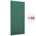 Painéis de Telhado 36 pcs 80x36 cm Aço Revestido a Pó Verde