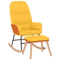 Cadeira de Baloiço com Banco Tecido Amarelo Mostarda