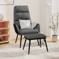 Cadeira de Descanso + Banco Tecido/couro Artificial Cinza-claro