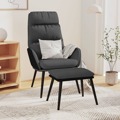 Cadeira Descanso C/ Banco Tecido/couro Artificial Cinza-escuro