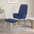 Cadeira de Baloiço com Apoio de Pés Tecido Azul