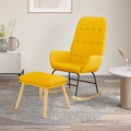 Cadeira de Baloiço com Apoio de Pés Tecido Amarelo Mostarda