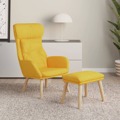 Cadeira de Descanso com Banco P/ Pés Tecido Amarelo Mostarda