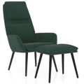 Cadeira de Descanso com Banco Tecido Verde-escuro