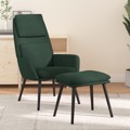 Cadeira de Descanso com Banco Tecido Verde-escuro
