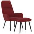 Cadeira de Descanso com Banco Tecido Vermelho Tinto
