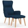 Cadeira de Descanso com Banco Veludo Azul