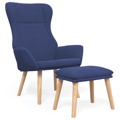Cadeira de Descanso com Banco P/ Pés Tecido Azul