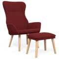 Cadeira de Descanso com Banco P/ Pés Tecido Vermelho Tinto