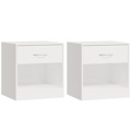 Mesas de Cabeceira 2 pcs C/ Gaveta Branco Brilhante