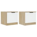 Mesas de Cabeceira 2 pcs 40x39x40 cm Branco/sonoma