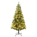 Árvore de Natal com Luzes LED e Pinhas 195 cm Pvc e Pe Verde